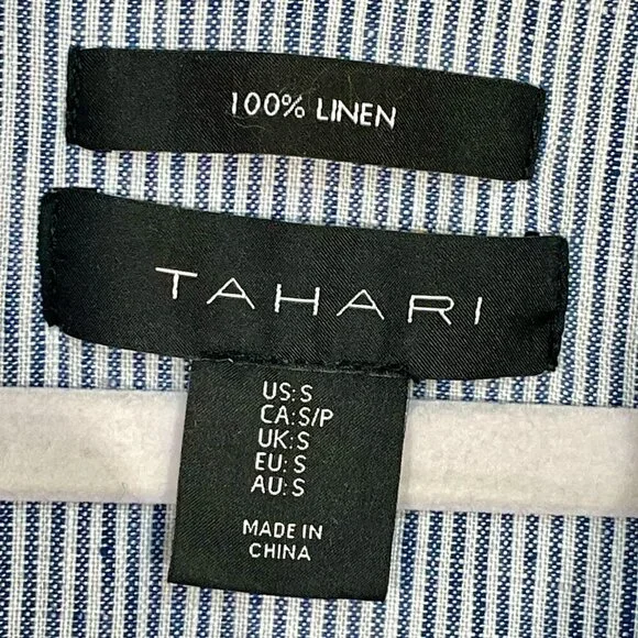 Tahari 100% Linen Stripe Shirt Dress Blue White Size S - Picture 5 of 13